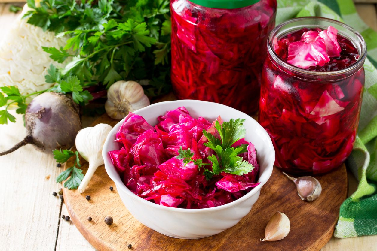 A bright red beetroot and cabbage salad recipe