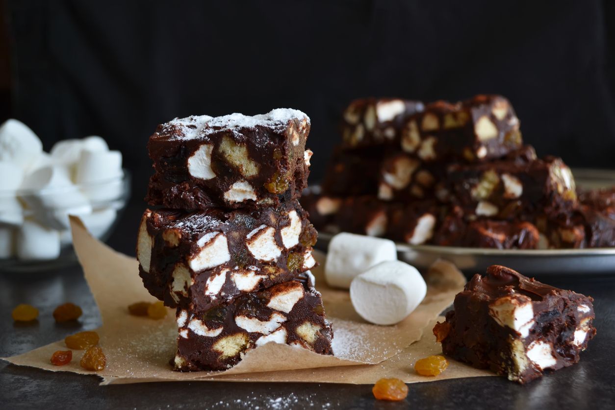 A doublelayered chocolate marshmallow fudge recipe