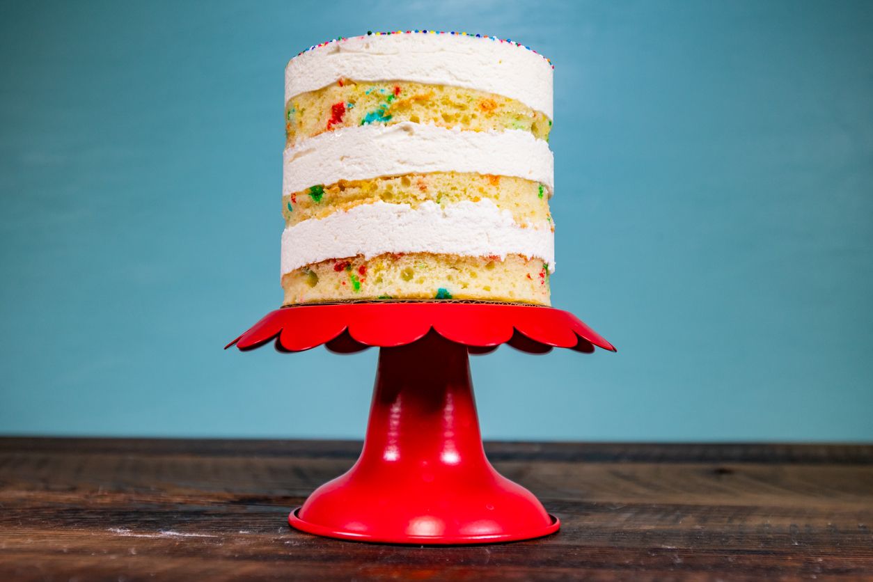 A weedinfused funfetti cake recipe that includes three layers