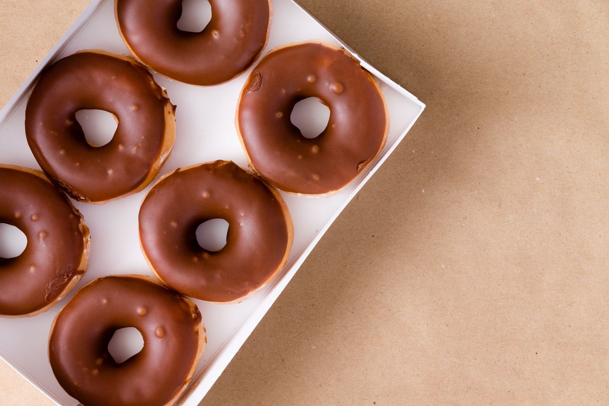 Cannabisinfused chocolate glazed baked donuts