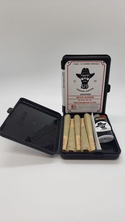 feature image CJ's Shooters 5pk .75g Prerolls - Bruce Banner