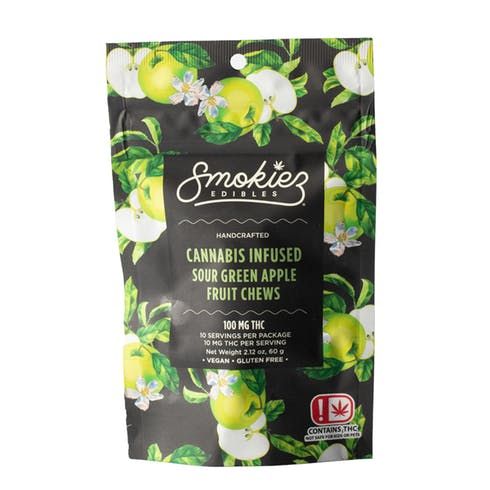 feature image Dover - Smokiez - Edibles - Sour Green Apple Fruit Chews 100mg - 10pk of 10mg pieces