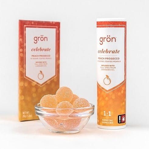 feature image 1:1 Peach Prosecco Pearls Gummy 100mg 10-pack